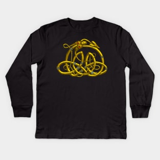 GOLD HYPER DRAGON Celtic Knots With Gemstones in Black Kids Long Sleeve T-Shirt